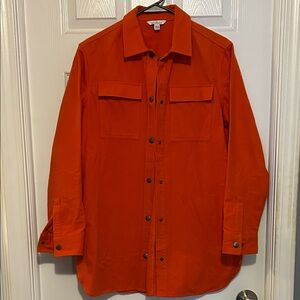LL Bean Signature Ladies Chamois Snap Front Tunic, Size XS, Orange